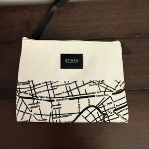 STATE Bags NYC Map Wristlet Clutch Pouch Brooklyn Print Canvas Zip Small Bag